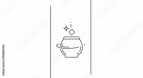 A magical cauldron icon showing a swirling pot with a sparkling item descending inside for