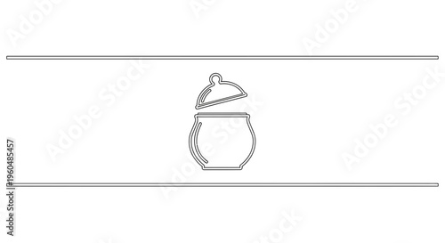 Elegant continuous line art drawing of a lidded pot for sweet condiments a timeless kitchen