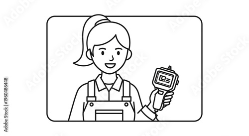 Woman Technician Holding Thermal Camera for Inspection and Measurement