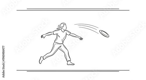 Woman throwing frisbee in park, dynamic action shot, summer outdoor activity