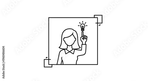 Woman with Light Bulb Idea Symbol, Innovation and Creativity Concept