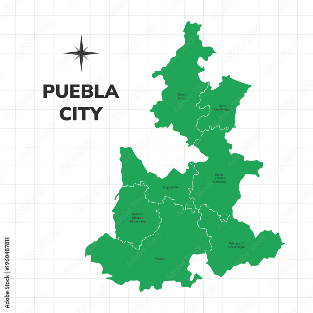 Obraz premium Puebla City map illustration. Map of the city in Mexico