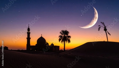 Golden hour serenity amidst desert dunes