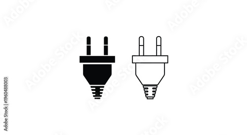 Two electrical plugs depicted in contrasting black and white illustrations