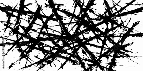 Abstract artistic ink-splattered abstract brushstrokes, creating a captivating design. Dynamic ink trails intertwine to evoke a sense of energy and chaos, perfect for adding a touch of modern design