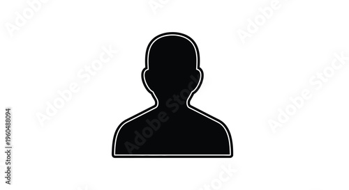 Simple black silhouette of a human head and shoulders on white