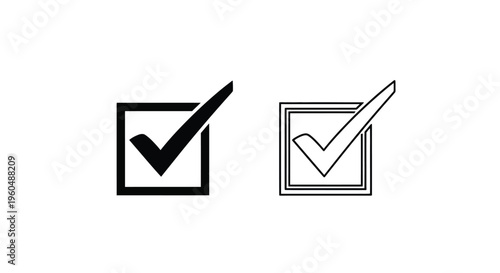 Two checkmark icons one solid black and one outlined in a square