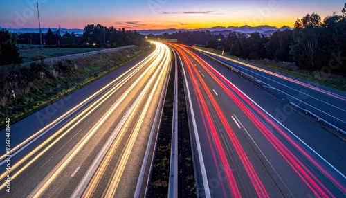 Ephemeral streaks of motion against a vibrant horizon