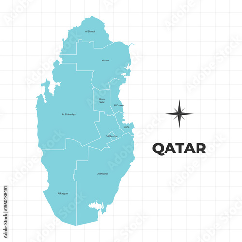 Qatar Country map illustration. Map of the country in West Asia