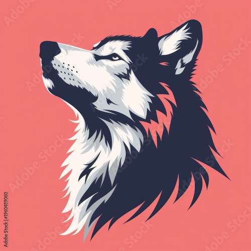 Vibrant Flat Design Illustration of a Wolfs Face