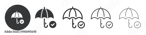 Verified Insurance Protection thin line and solid icon. Multi series icon. Web minimal icon