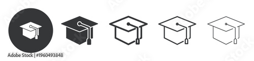 Education or Academic Graduation thin line and solid icon. Multi series icon. Web minimal icon