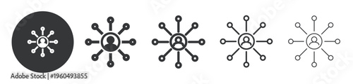 Social Network or Task Delegation thin line and solid icon. Multi series icon. Web minimal icon