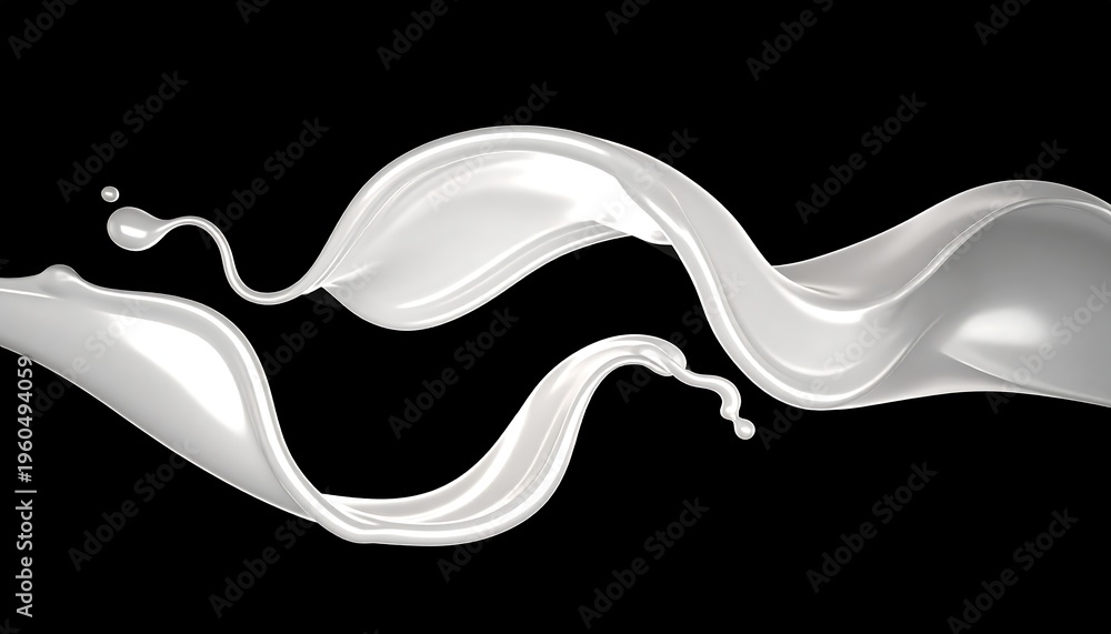 Fototapeta premium A white liquid splashing on a black background