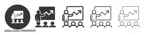 Business Presentation thin line and solid icon. Multi series icon. Web minimal icon