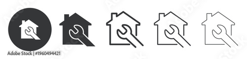 Home Repair thin line and solid icon. Multi series icon. Web minimal icon