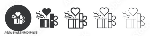 Gift of Love thin line and solid icon. Multi series icon. Web minimal icon