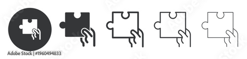 Solution thin line and solid icon. Multi series icon. Web minimal icon