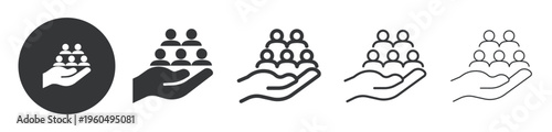 Human Resources Management thin line and solid icon. Multi series icon. Web minimal icon