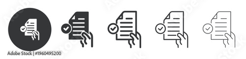 Document Approval thin line and solid icon. Multi series icon. Web minimal icon