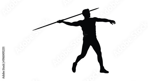 A dynamic image showcases an athlete in the midst of a javelin throw captured as a striking silhouette