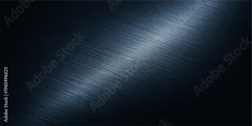 Dark blue metallic textured steel plate with spotlight and shiny surface