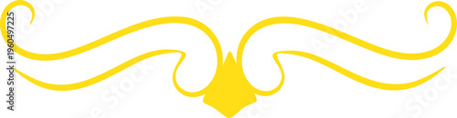 Yellow, swirly, decorative, ornamental design element, vector flourish, golden flourish