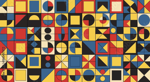 Colorful geometric shapes pattern design.