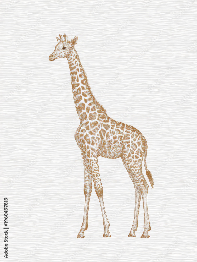Obraz premium Watercolor Giraffe Illustration on White Background – Wildlife Nursery Wall Art and Safari Branding Graphic