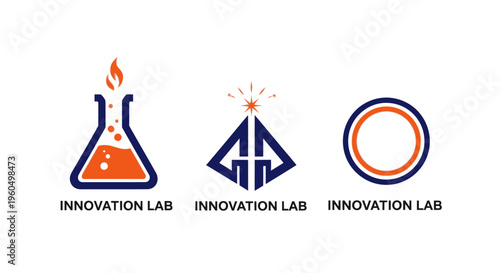 Innovation Lab Logo Concepts: Flask, Arrow, Circle - Science, Idea, Growth