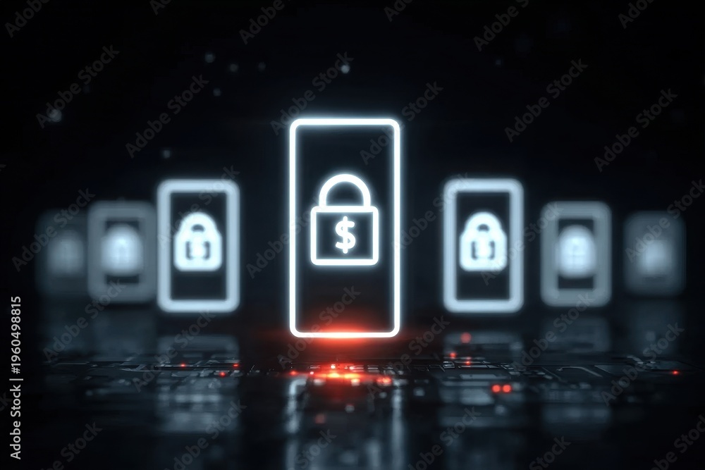 Fototapeta premium Effective security in a banking gateway assists a merchant with a credit or debit transfer.