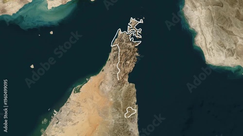 Map of the musandam governorate part of Oman Seen from Above