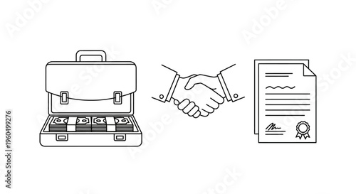 Business deal briefcase money handshake contract agreement success finance investment concept