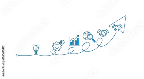 Business Growth Concept: Idea, Process, Analysis, Deal, Success Arrow