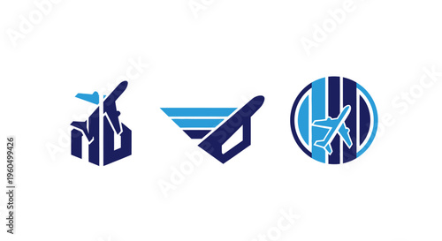 Airplane Logo Set: Aviation, Travel, and Aerospace Icons