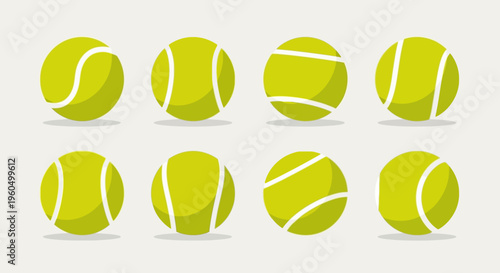 Set of Tennis Balls, Sports Equipment, Round Shape, Yellow Color, White Lines