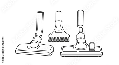 Vacuum Cleaner Attachments Set: Crevice Tool, Brush Nozzle, and Floor Head