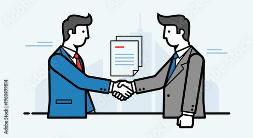 Businessmen shaking hands over contract deal, partnership agreement, successful negotiation