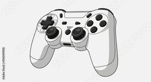 White Video Game Controller, Modern Gaming Input Device, Isolated on Grey Background