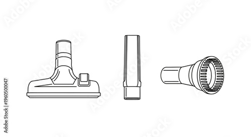 Vacuum Cleaner Attachments Set: Brush, Crevice Tool, and Adapter