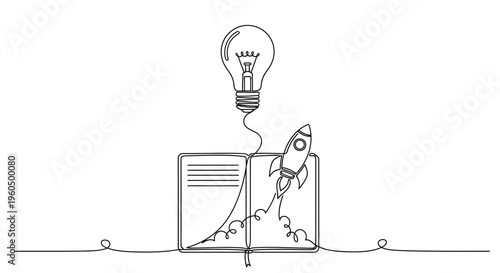 Book to Rocket Launch: Idea, Knowledge, and Innovation Concept