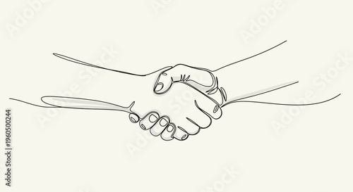 Handshake Line Art: Business Partnership, Agreement, Trust, and Collaboration