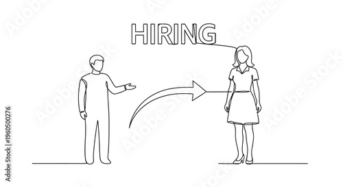Hiring Process: Man Offers Job Opportunity to Woman, Recruitment Concept