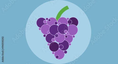 Abstract Bunch of Grapes Illustration - Purple Circles on Blue Background