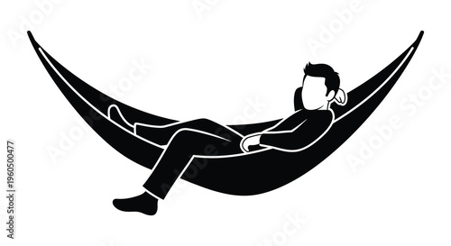 A relaxed man lies comfortably in a hammock enjoying a peaceful moment of leisure a striking silhouette
