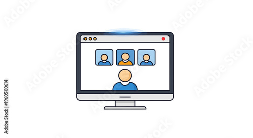 Online meeting, video conference, remote work, people communicating on computer screen