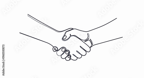 Handshake Line Art: Business Partnership, Agreement, and Trust Symbol