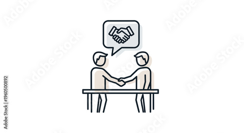 Business Partnership Agreement Handshake Icon Symbolizing Deal Success and Collaboration