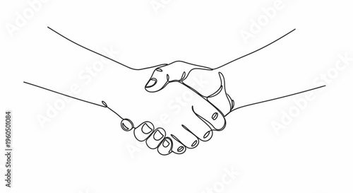 Handshake illustration, agreement, partnership, business deal, trust, cooperation, unity