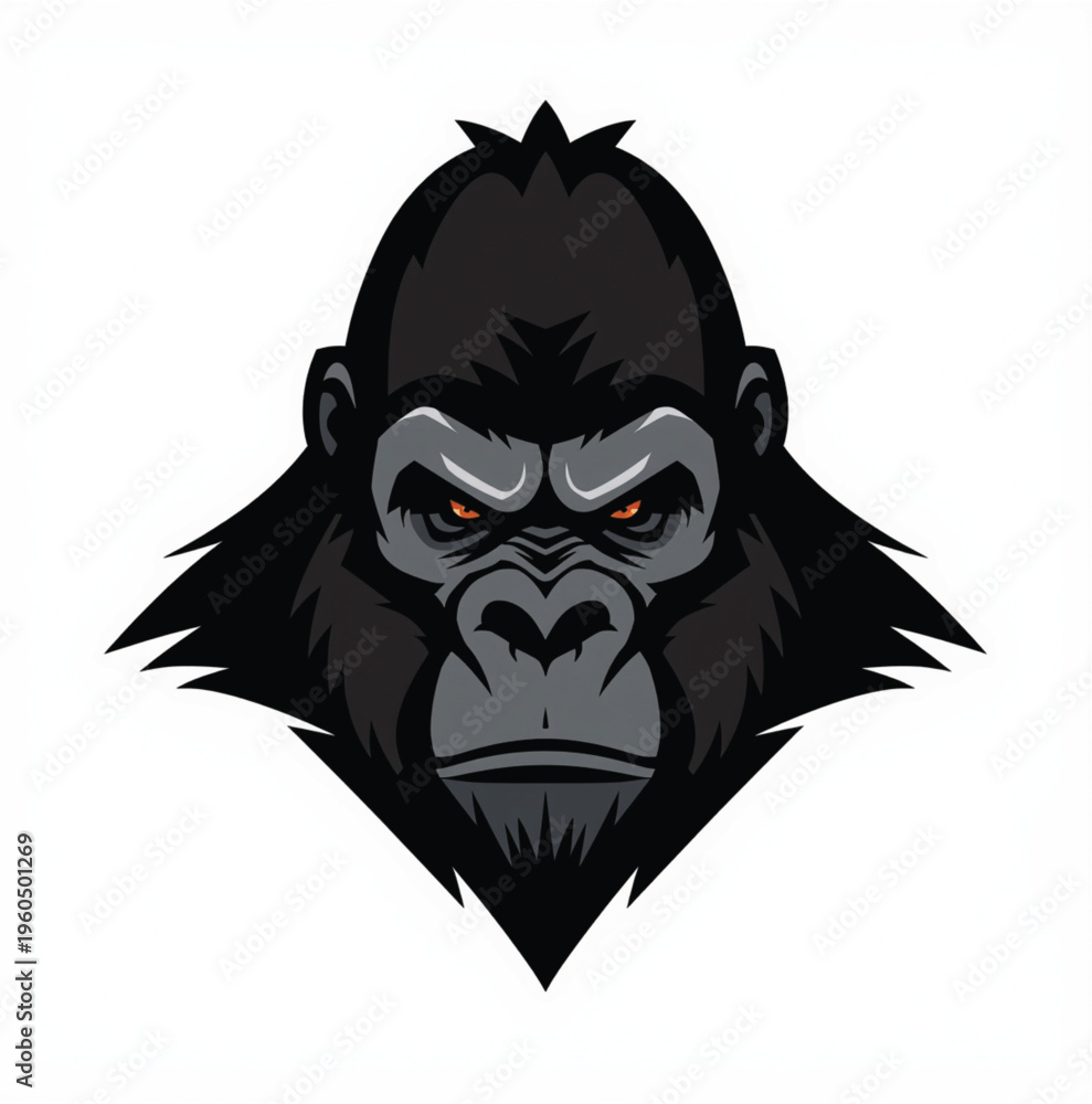 Obraz premium Angry Gorilla King Illustration – Gorilla Head and Gorilla Face Vector
